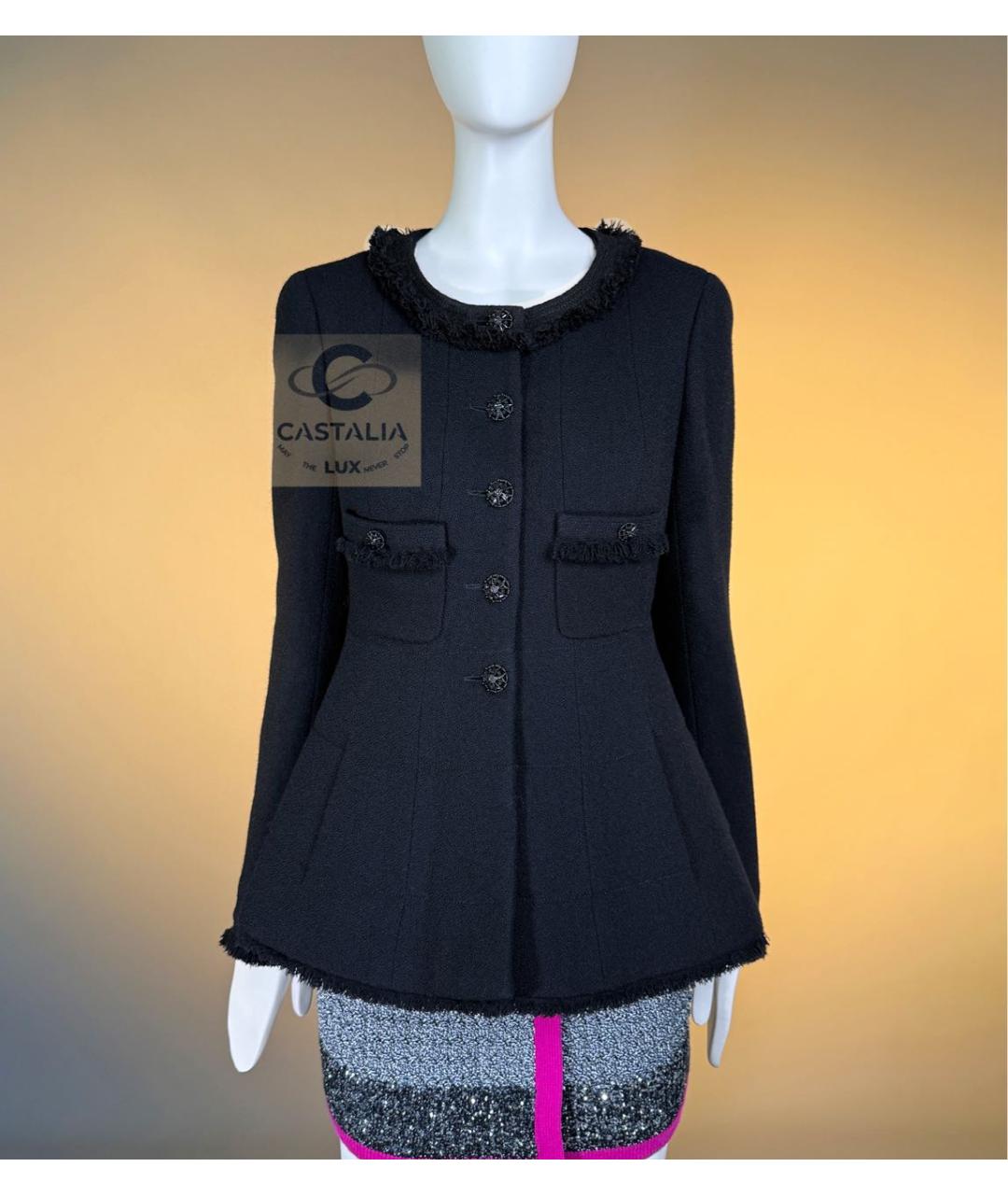 CHANEL Черный твидовый жакет/пиджак, фото 5