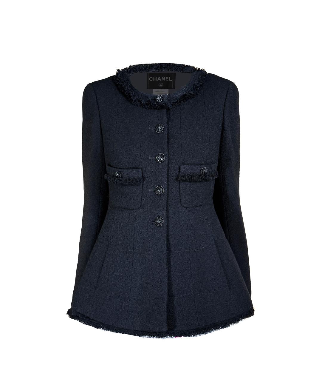 CHANEL Черный твидовый жакет/пиджак, фото 1