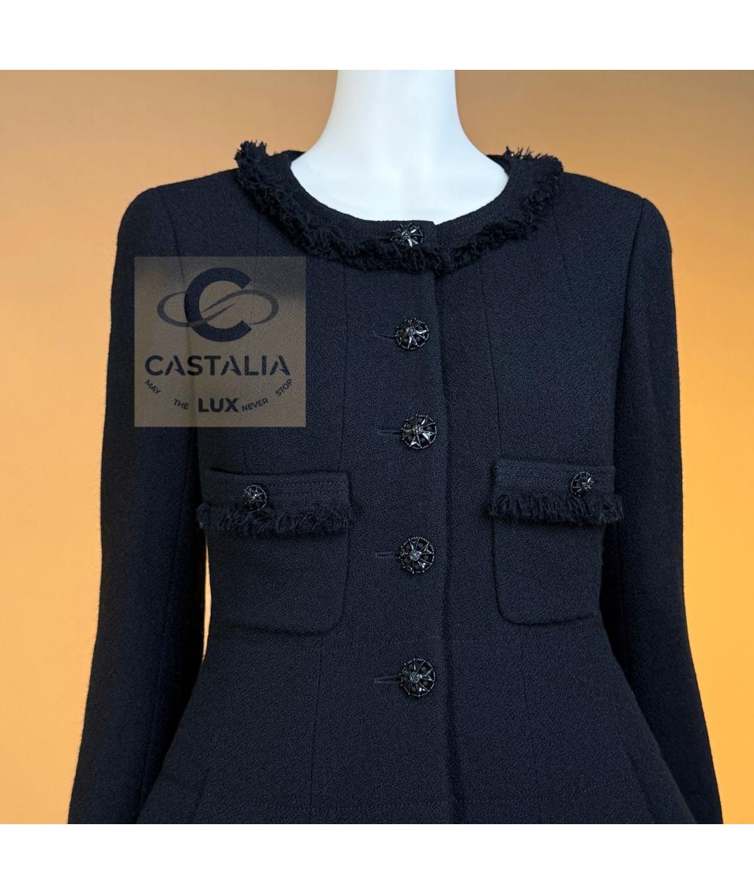 CHANEL Черный твидовый жакет/пиджак, фото 6