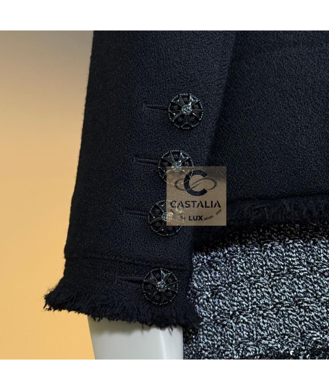 CHANEL Черный твидовый жакет/пиджак, фото 8