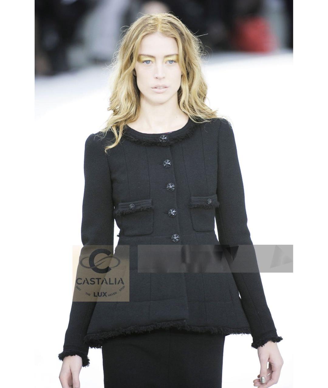 CHANEL Черный твидовый жакет/пиджак, фото 3