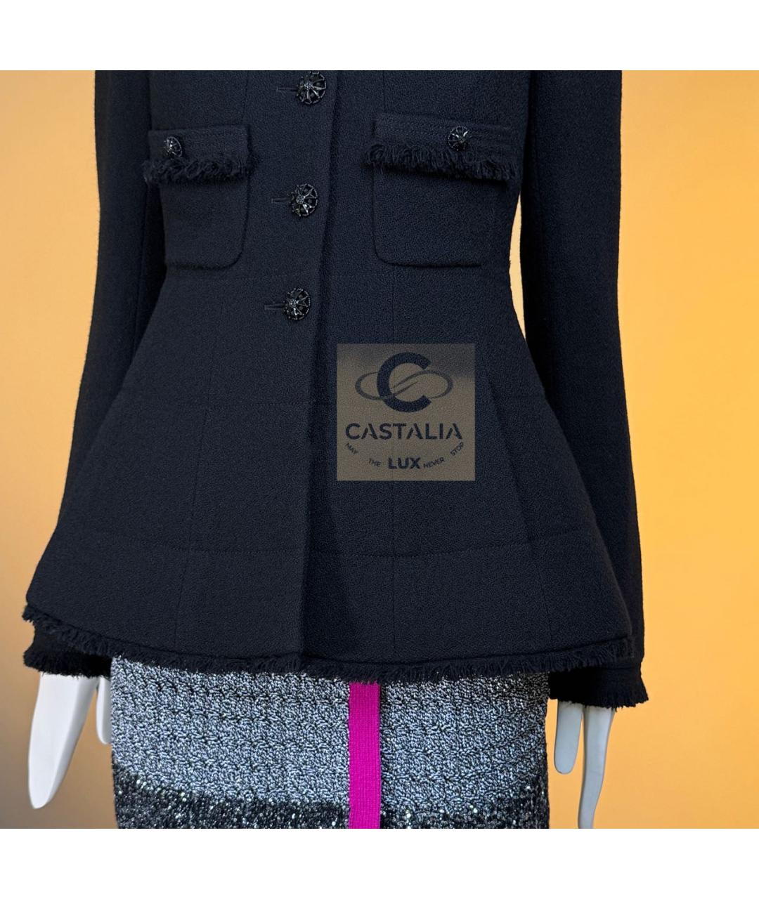 CHANEL Черный твидовый жакет/пиджак, фото 7