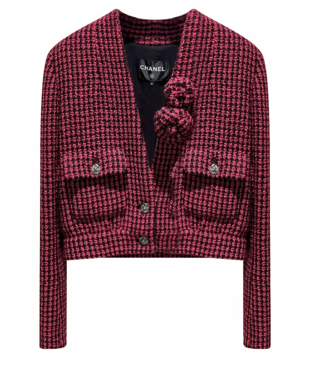 CHANEL Розовый шерстяной жакет/пиджак, фото 1