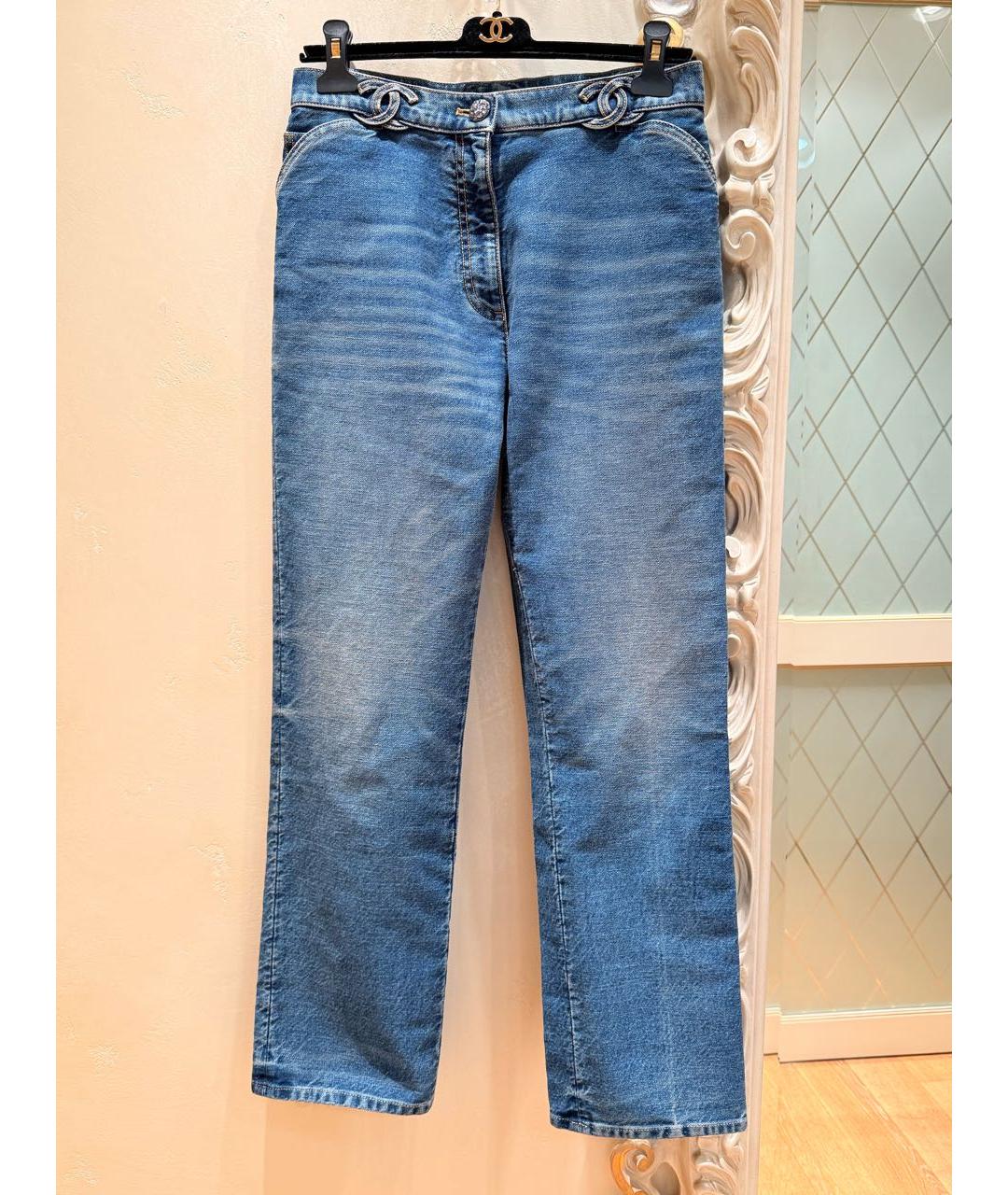 CHANEL Синие хлопковые джинсы слим, фото 8