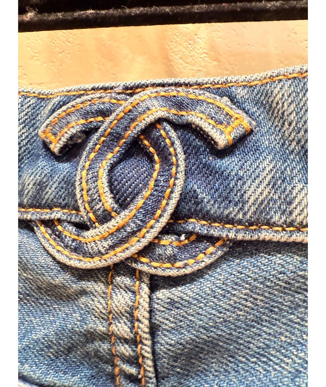 CHANEL Синие хлопковые джинсы слим, фото 3