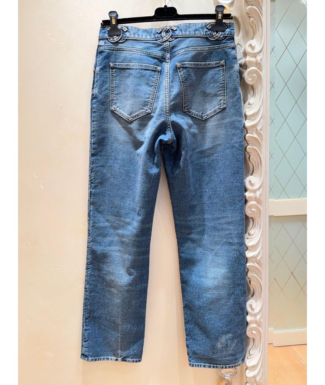 CHANEL Синие хлопковые джинсы слим, фото 2