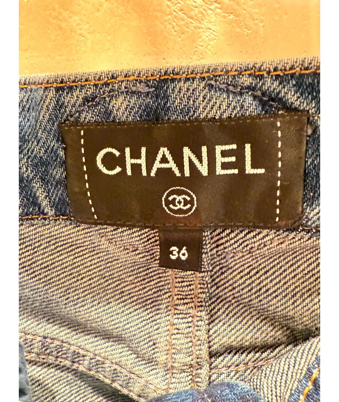 CHANEL Синие хлопковые джинсы слим, фото 5