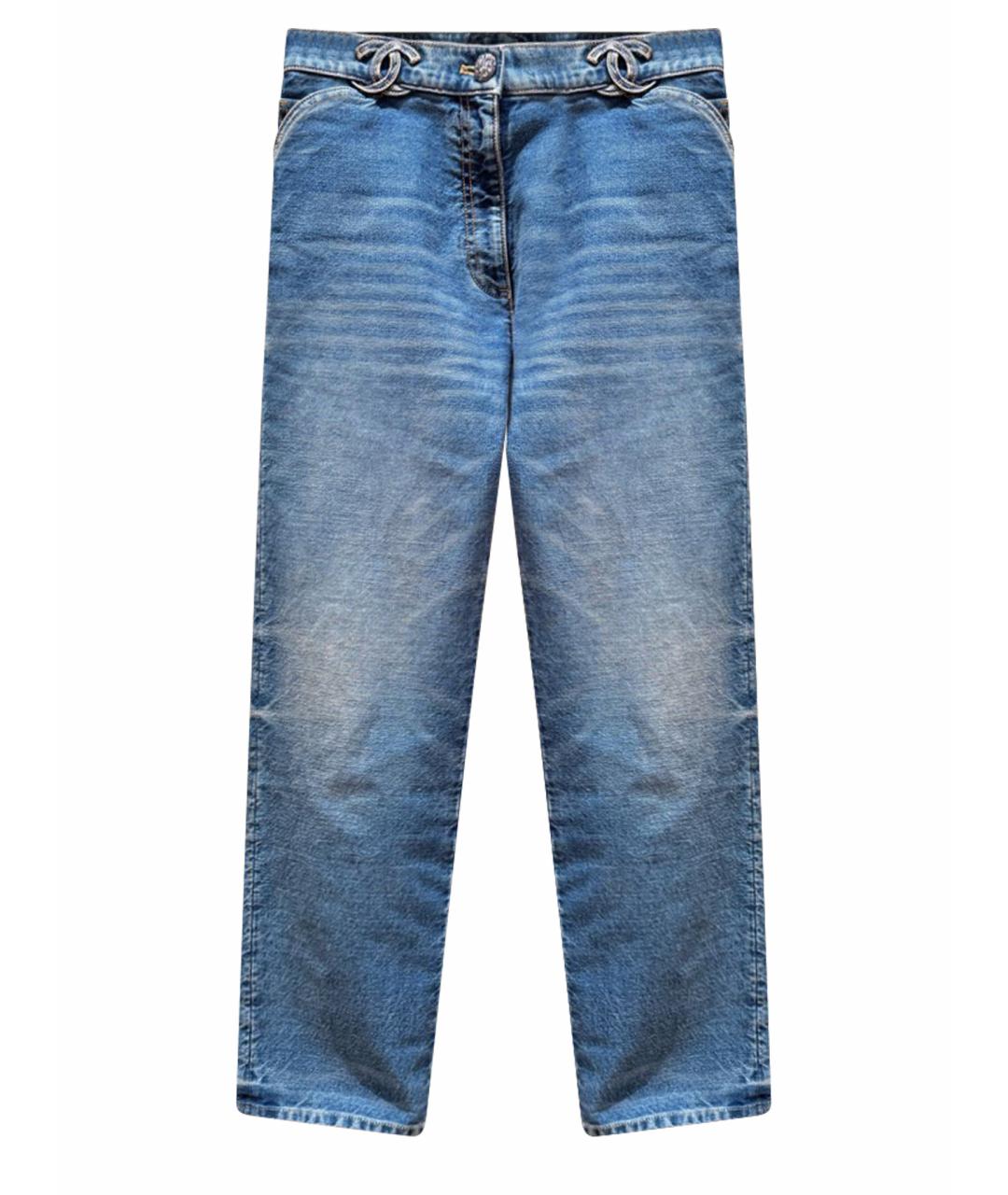 CHANEL Синие хлопковые джинсы слим, фото 1