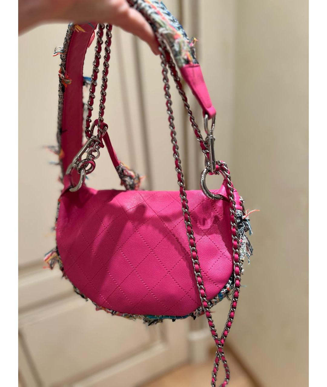 CHANEL Розовая кожаная сумка через плечо, фото 2
