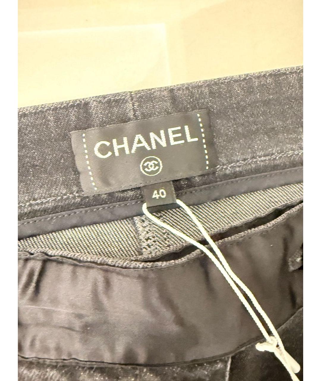 CHANEL Антрацитовые хлопко-эластановые прямые джинсы, фото 4