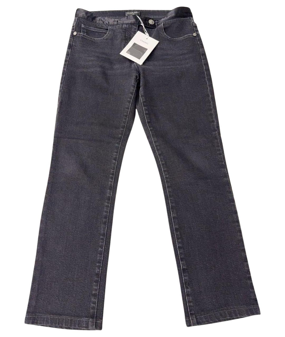 CHANEL Антрацитовые хлопко-эластановые прямые джинсы, фото 1