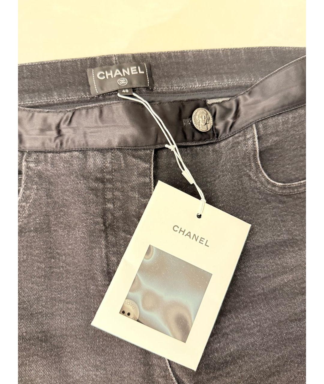 CHANEL Антрацитовые хлопко-эластановые прямые джинсы, фото 3