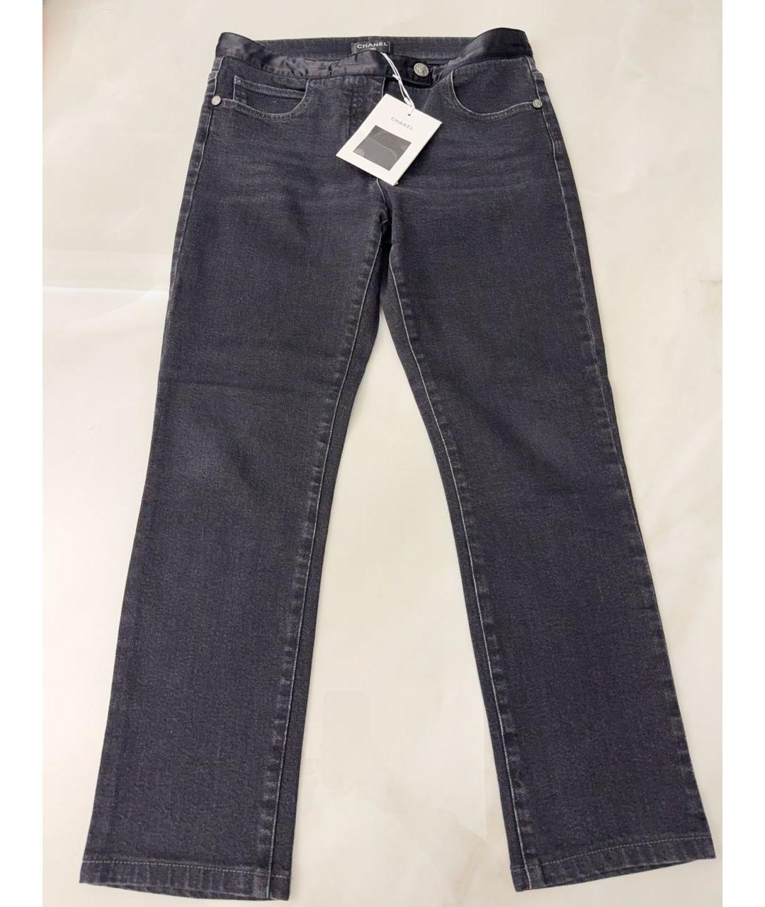 CHANEL Антрацитовые хлопко-эластановые прямые джинсы, фото 9