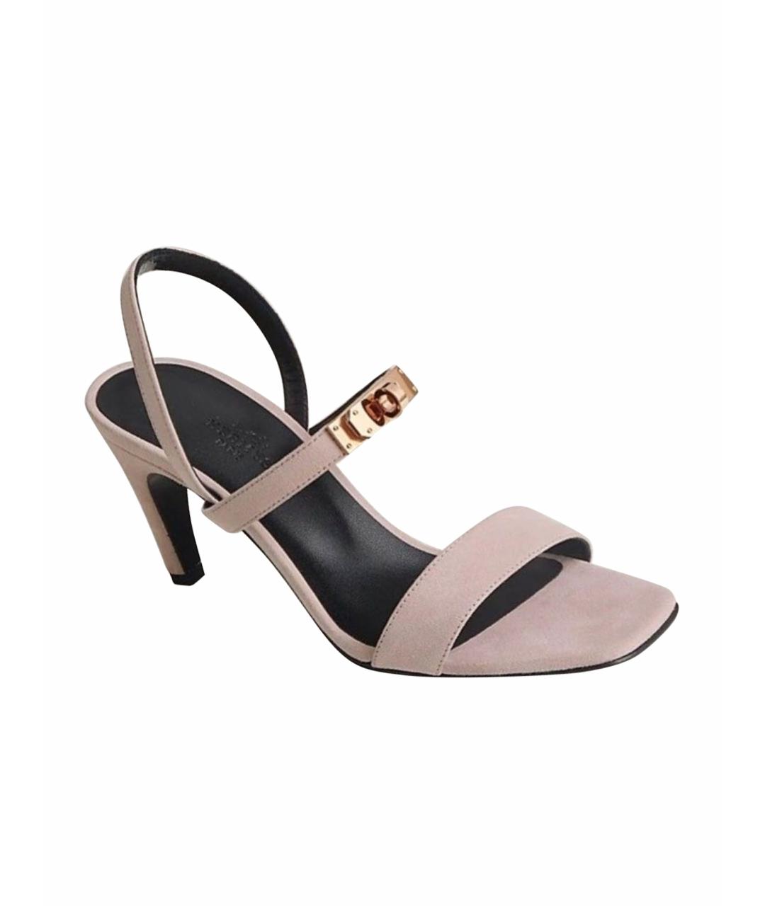 HERMES Розовые замшевые босоножки, фото 1