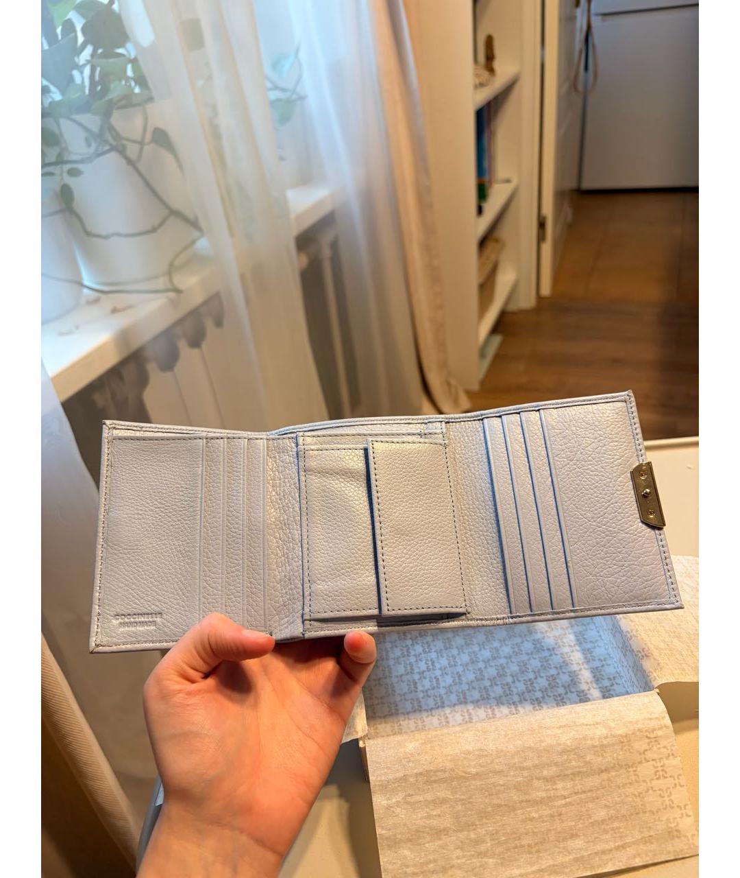 COCCINELLE Голубой кожаный кошелек, фото 3