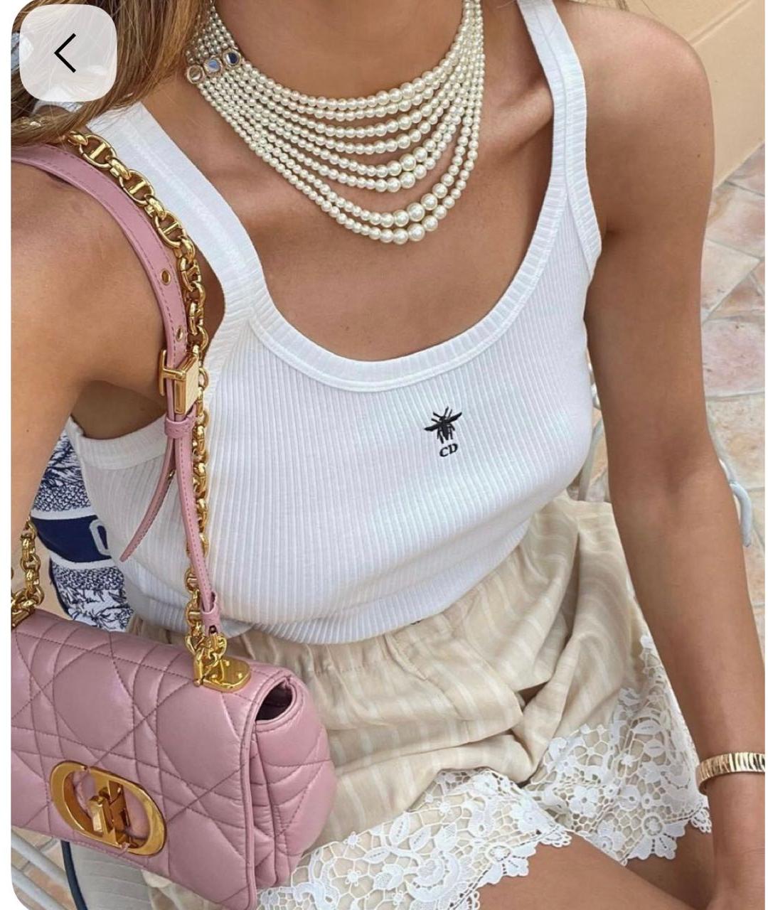 CHRISTIAN DIOR Белая хлопко-эластановая майка, фото 3