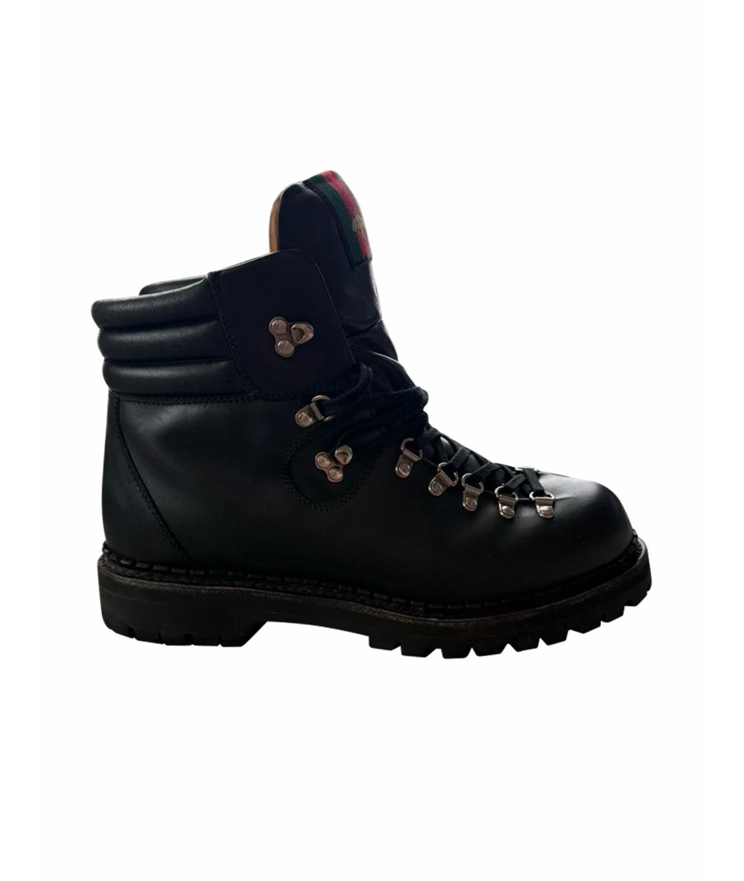 GUCCI Черные кожаные низкие ботинки, фото 1