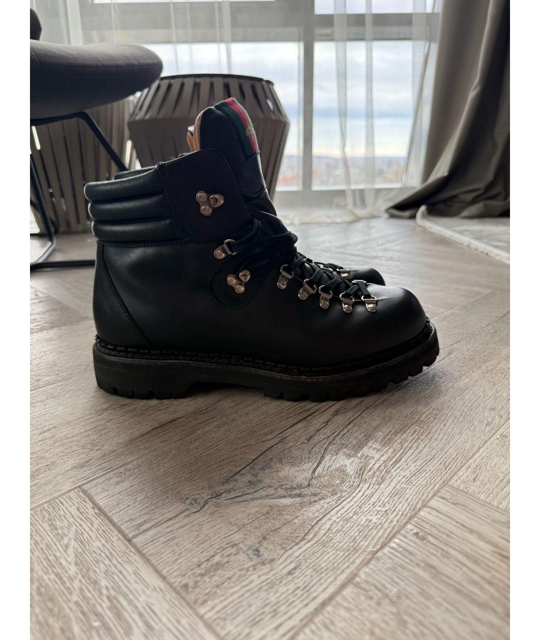 GUCCI Черные кожаные низкие ботинки, фото 5