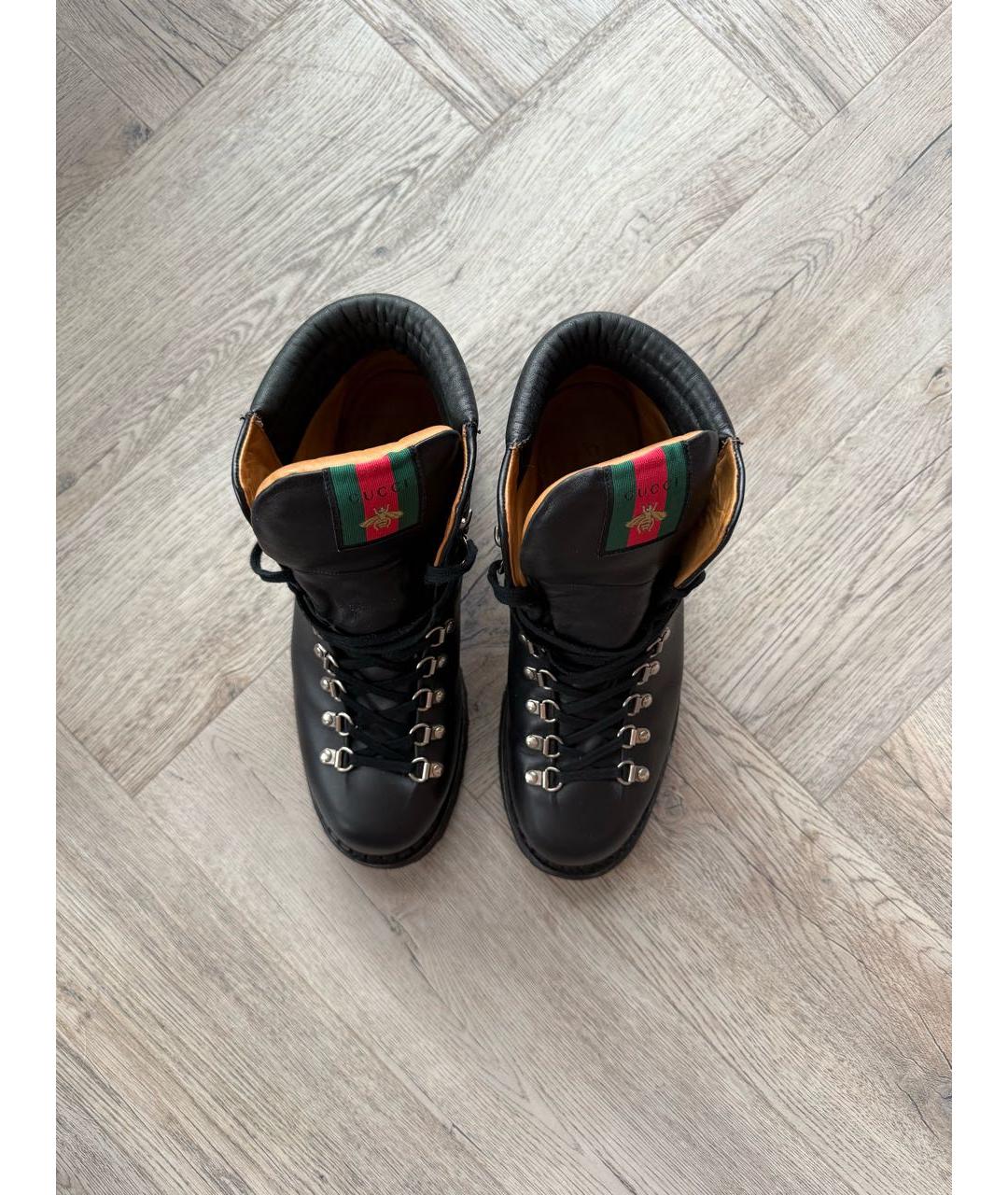 GUCCI Черные кожаные низкие ботинки, фото 3