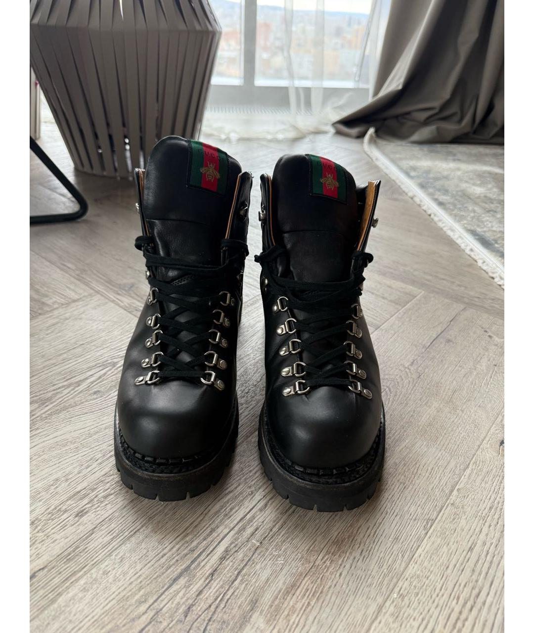 GUCCI Черные кожаные низкие ботинки, фото 2