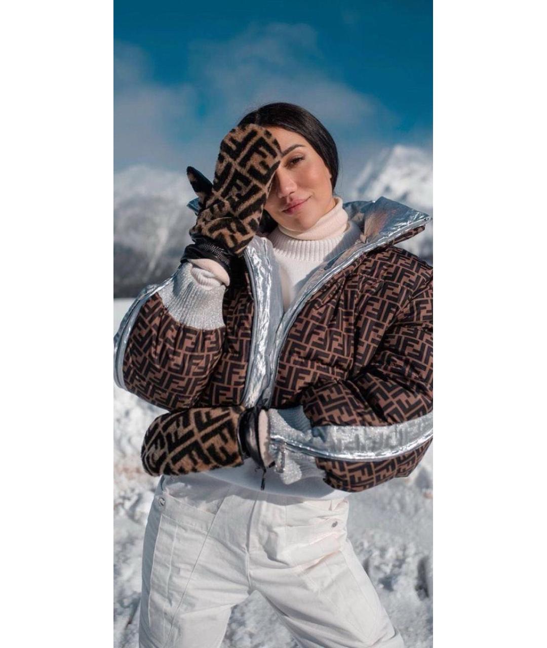 FENDI Коричневый полиамидовый пуховик, фото 7