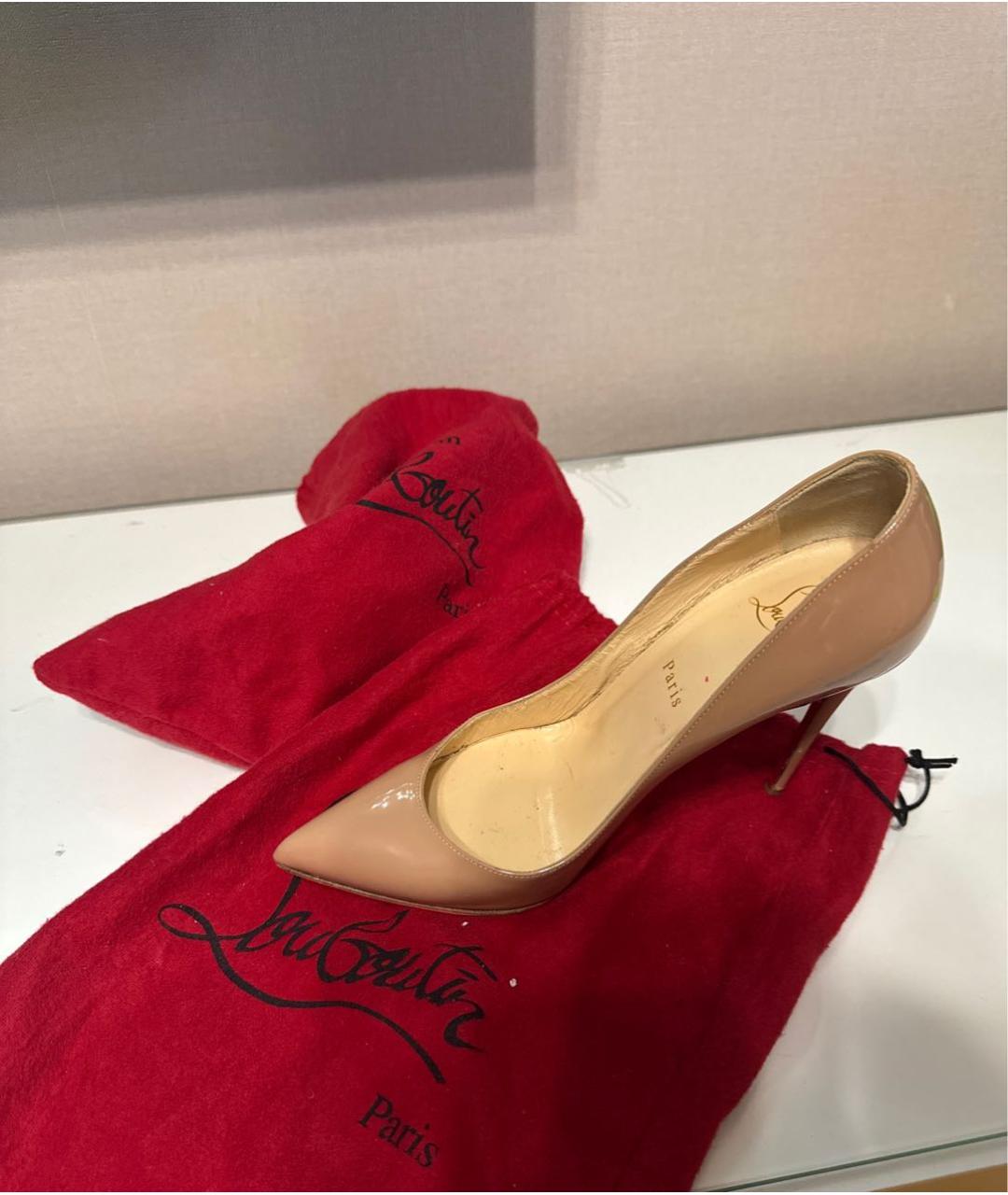 CHRISTIAN LOUBOUTIN Бежевые кожаные туфли, фото 8