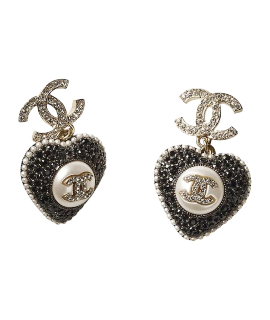 CHANEL Черные металлические серьги, фото 1