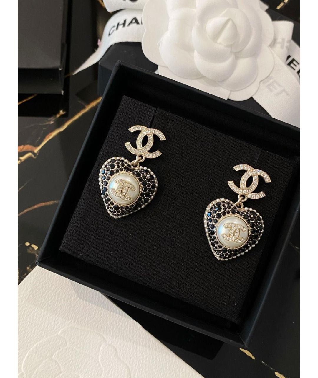 CHANEL Черные металлические серьги, фото 7