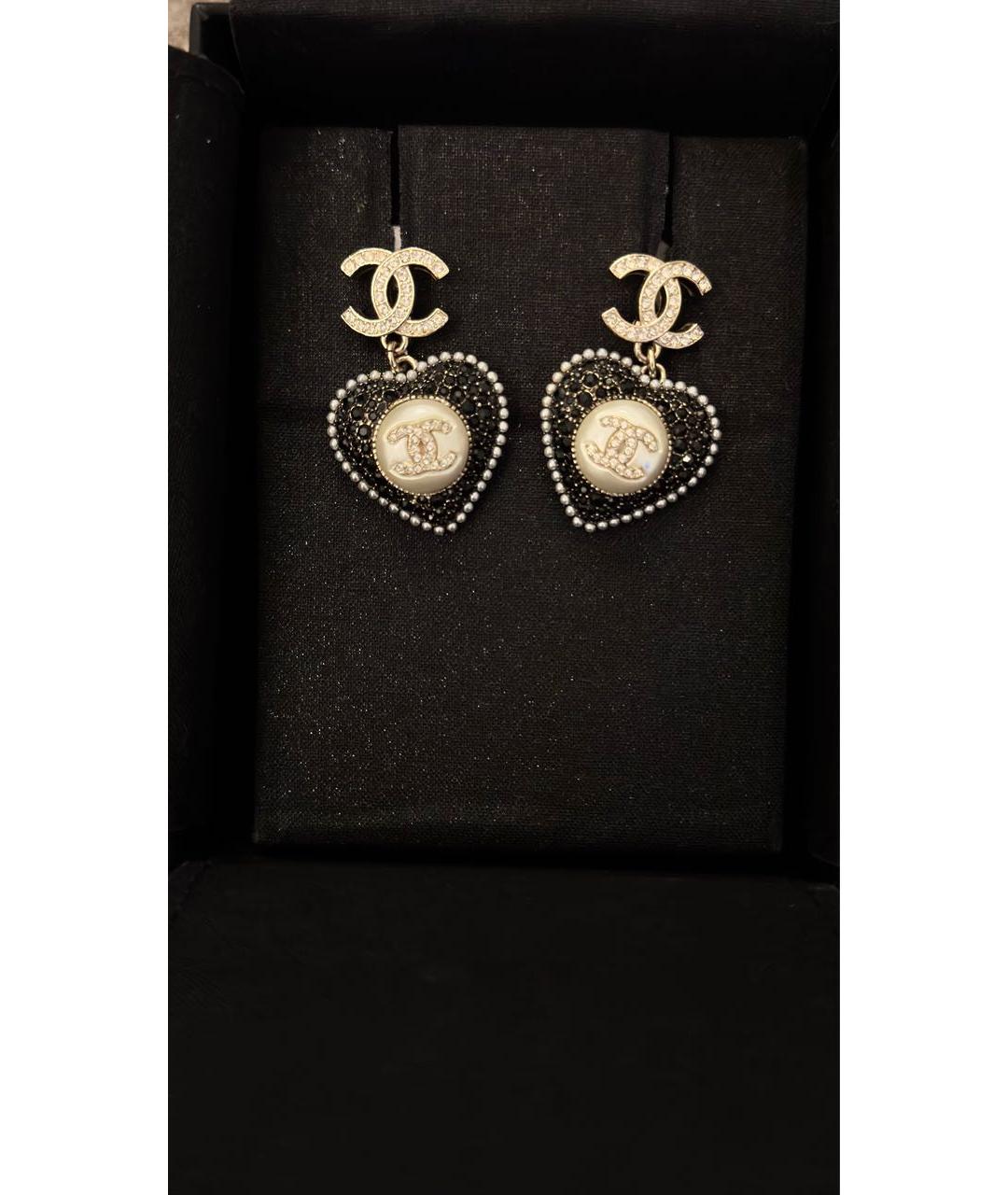 CHANEL Черные металлические серьги, фото 3