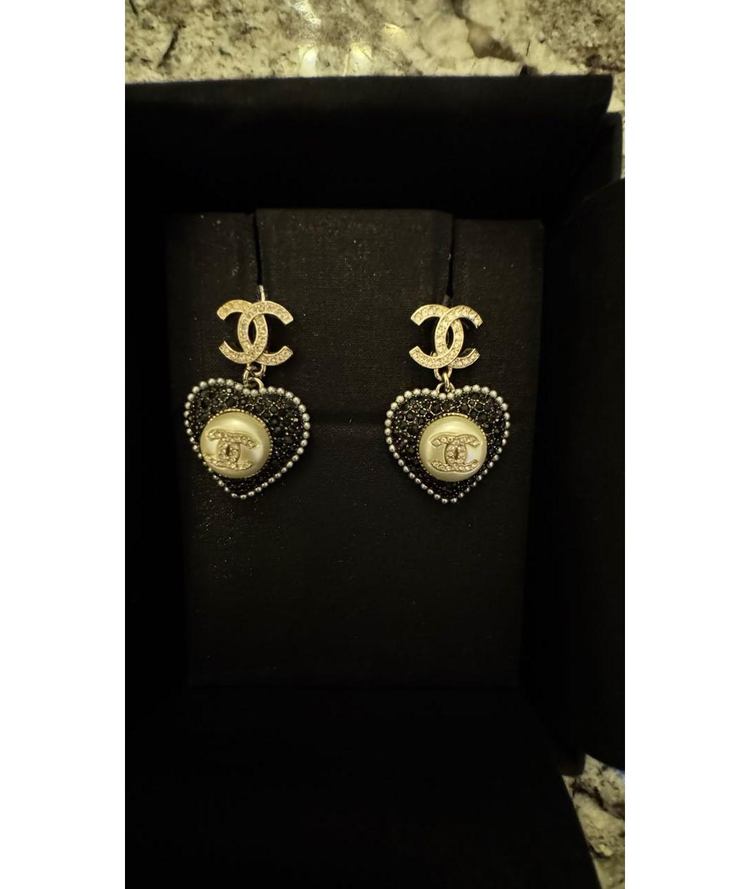 CHANEL Черные металлические серьги, фото 4