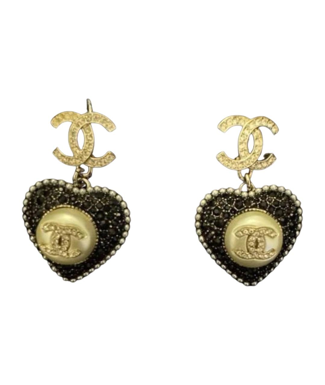 CHANEL Черные металлические серьги, фото 2