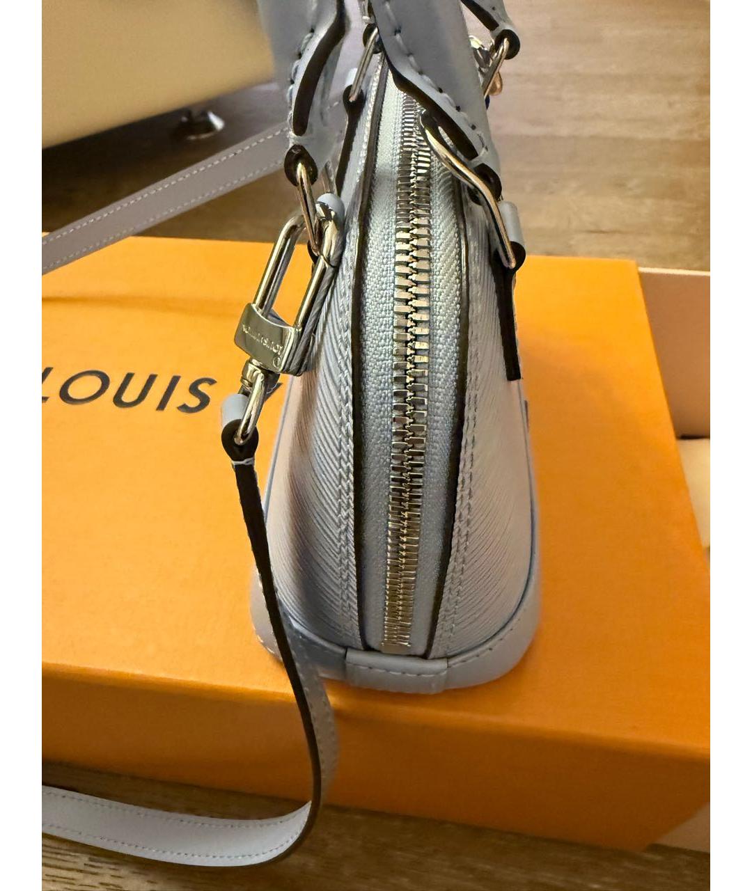 LOUIS VUITTON Голубая кожаная сумка с короткими ручками, фото 3