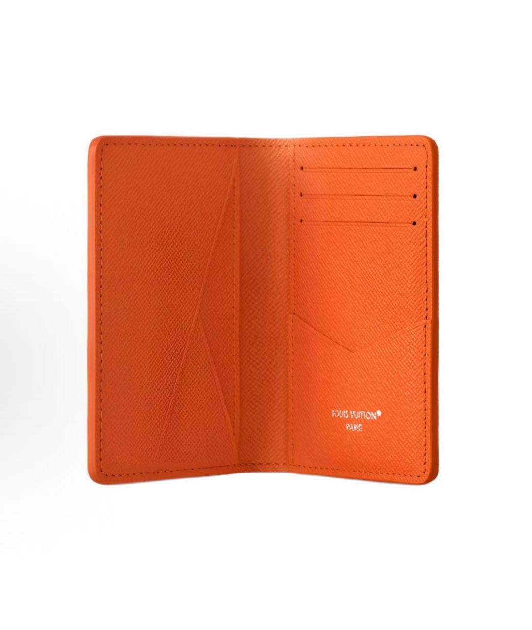 LOUIS VUITTON Оранжевый кожаный кошелек, фото 4