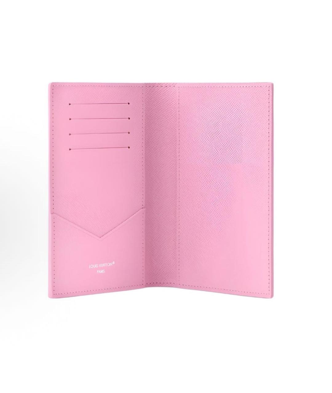 LOUIS VUITTON Розовый кожаный кошелек, фото 3