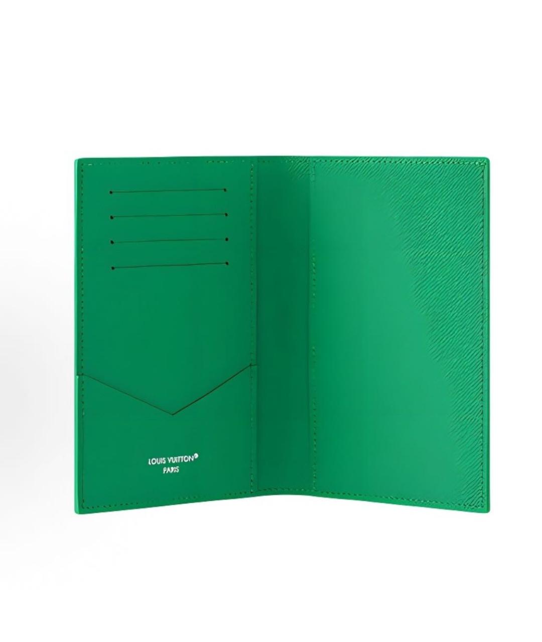LOUIS VUITTON Зеленый кожаный кошелек, фото 3