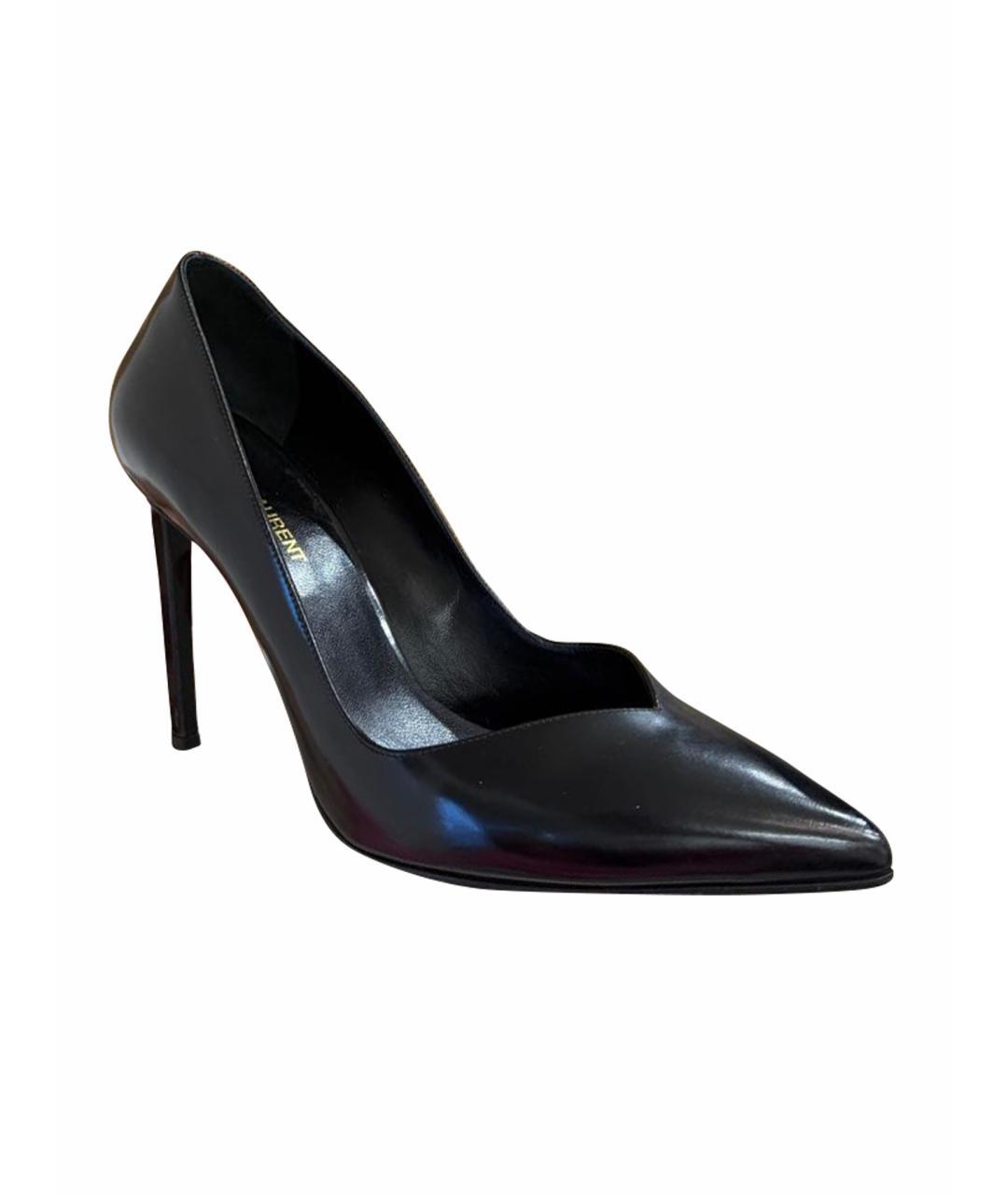 SAINT LAURENT Черные кожаные туфли, фото 1