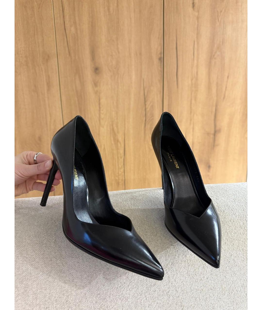 SAINT LAURENT Черные кожаные туфли, фото 3