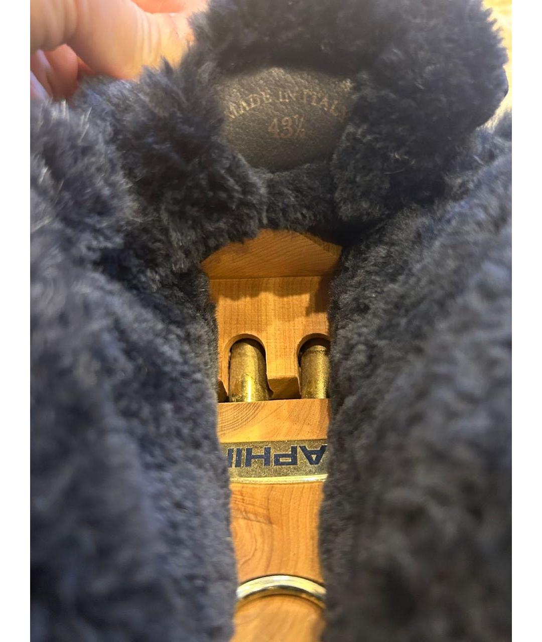 LORO PIANA Темно-синие замшевые высокие ботинки, фото 4