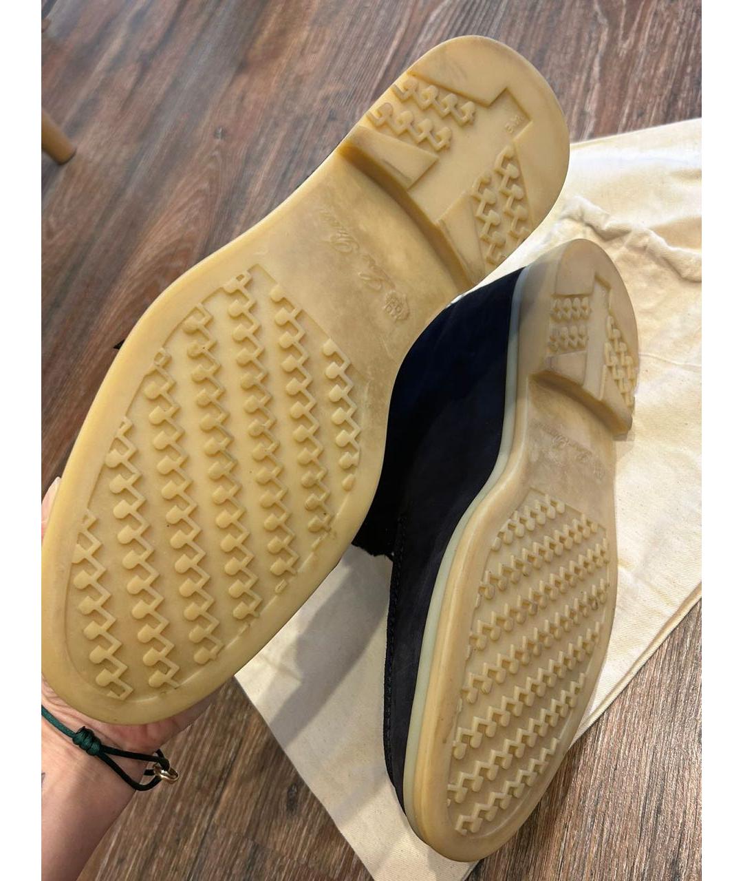 LORO PIANA Темно-синие замшевые высокие ботинки, фото 5