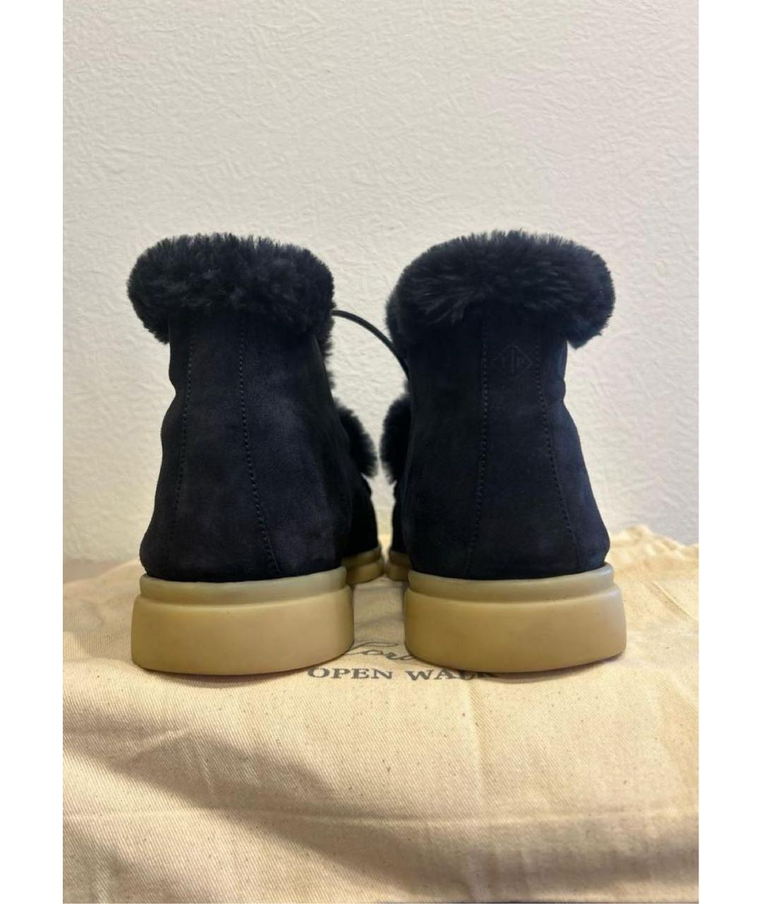LORO PIANA Темно-синие замшевые высокие ботинки, фото 3