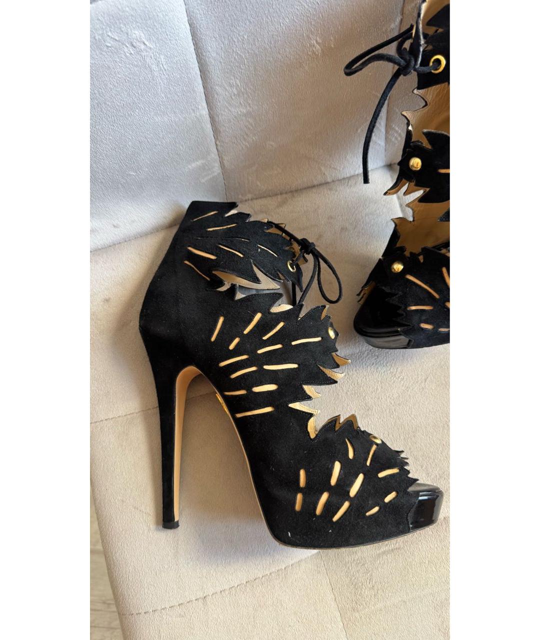 CHARLOTTE TILBURY Черные замшевые босоножки, фото 7