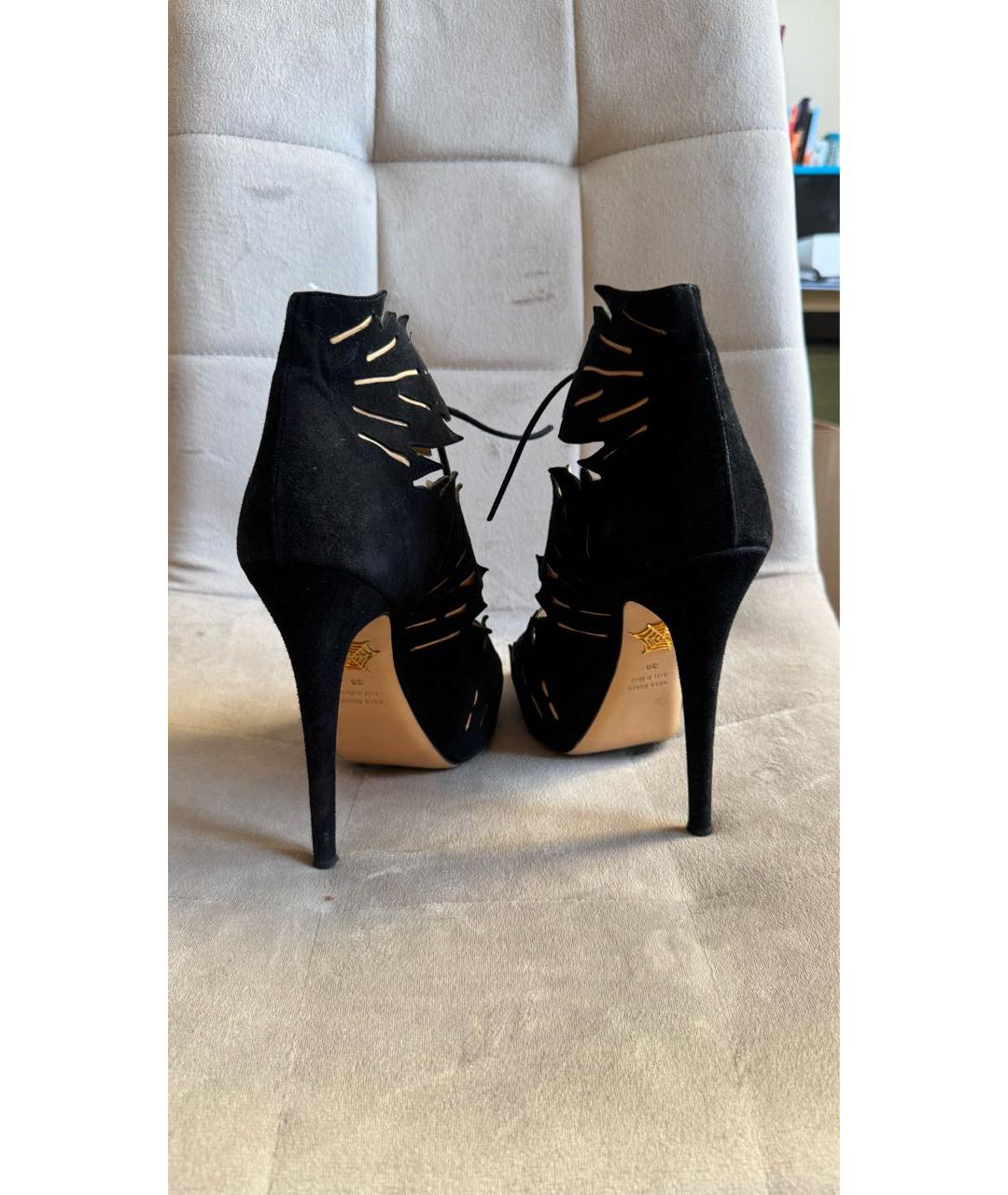 CHARLOTTE TILBURY Черные замшевые босоножки, фото 4