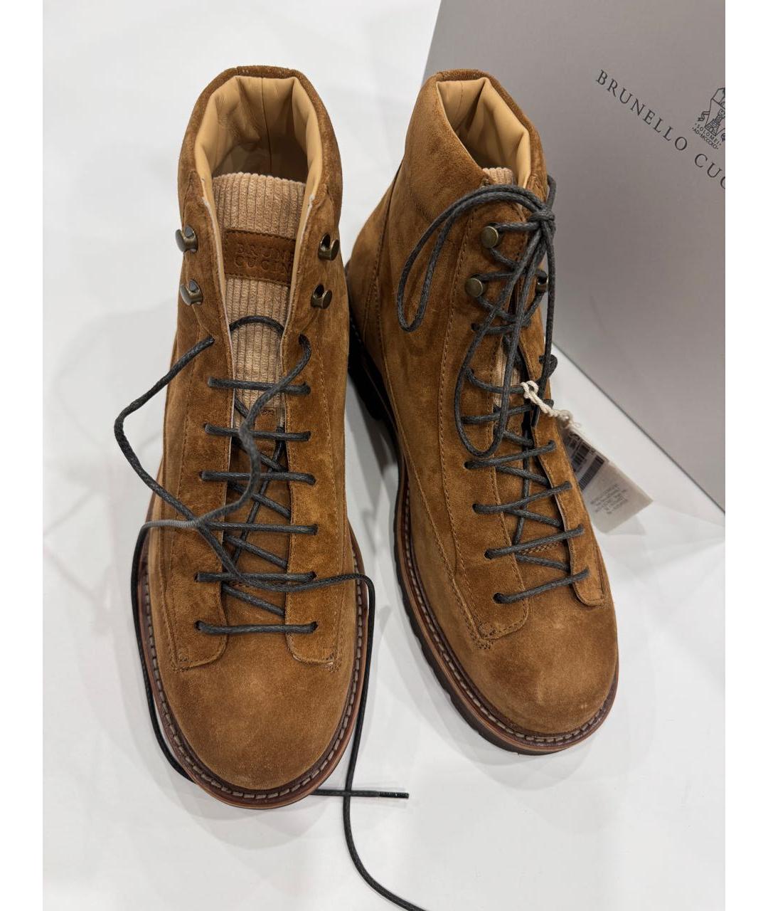 BRUNELLO CUCINELLI Коричневые замшевые высокие ботинки, фото 2