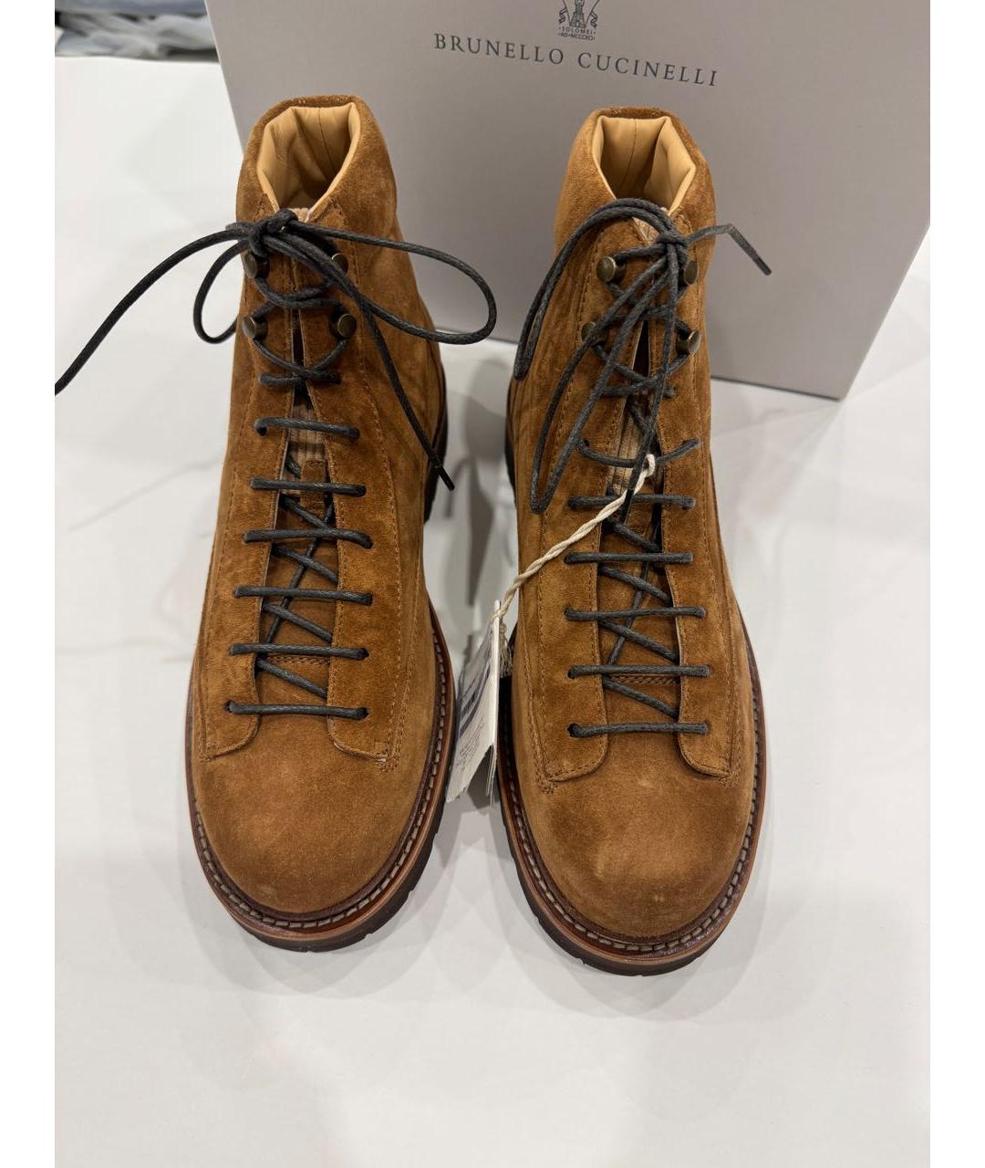 BRUNELLO CUCINELLI Коричневые замшевые высокие ботинки, фото 3