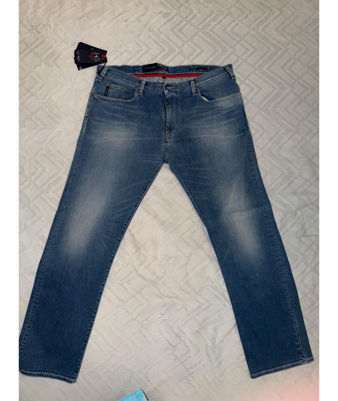 ARMANI JEANS Синие хлопковые прямые джинсы, фото 4