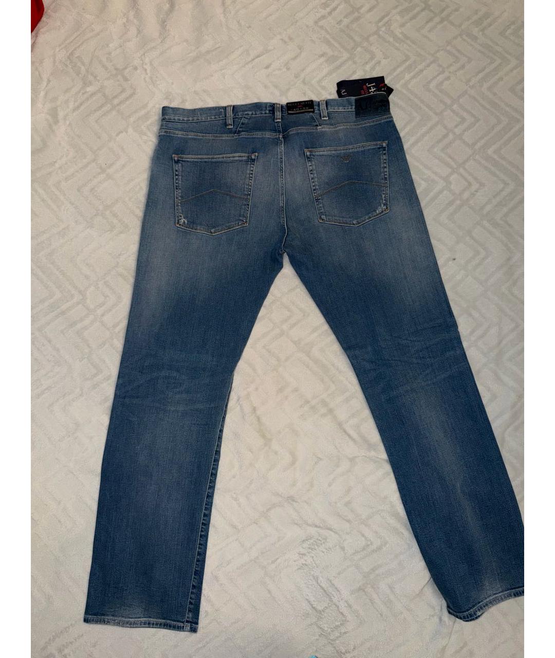 ARMANI JEANS Синие хлопковые прямые джинсы, фото 2