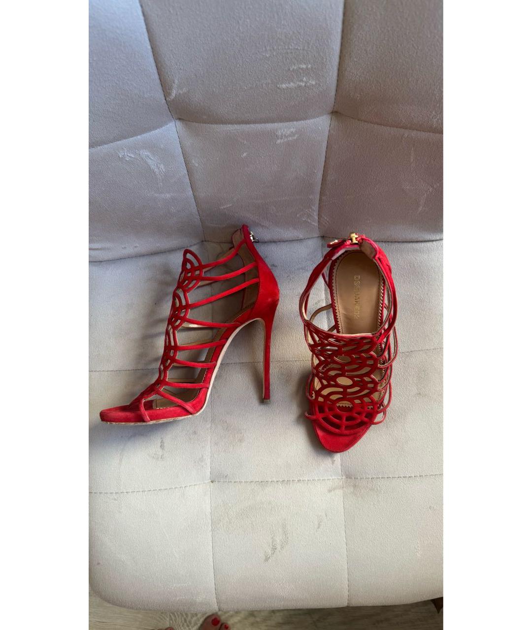 DSQUARED2 Красные замшевые босоножки, фото 7