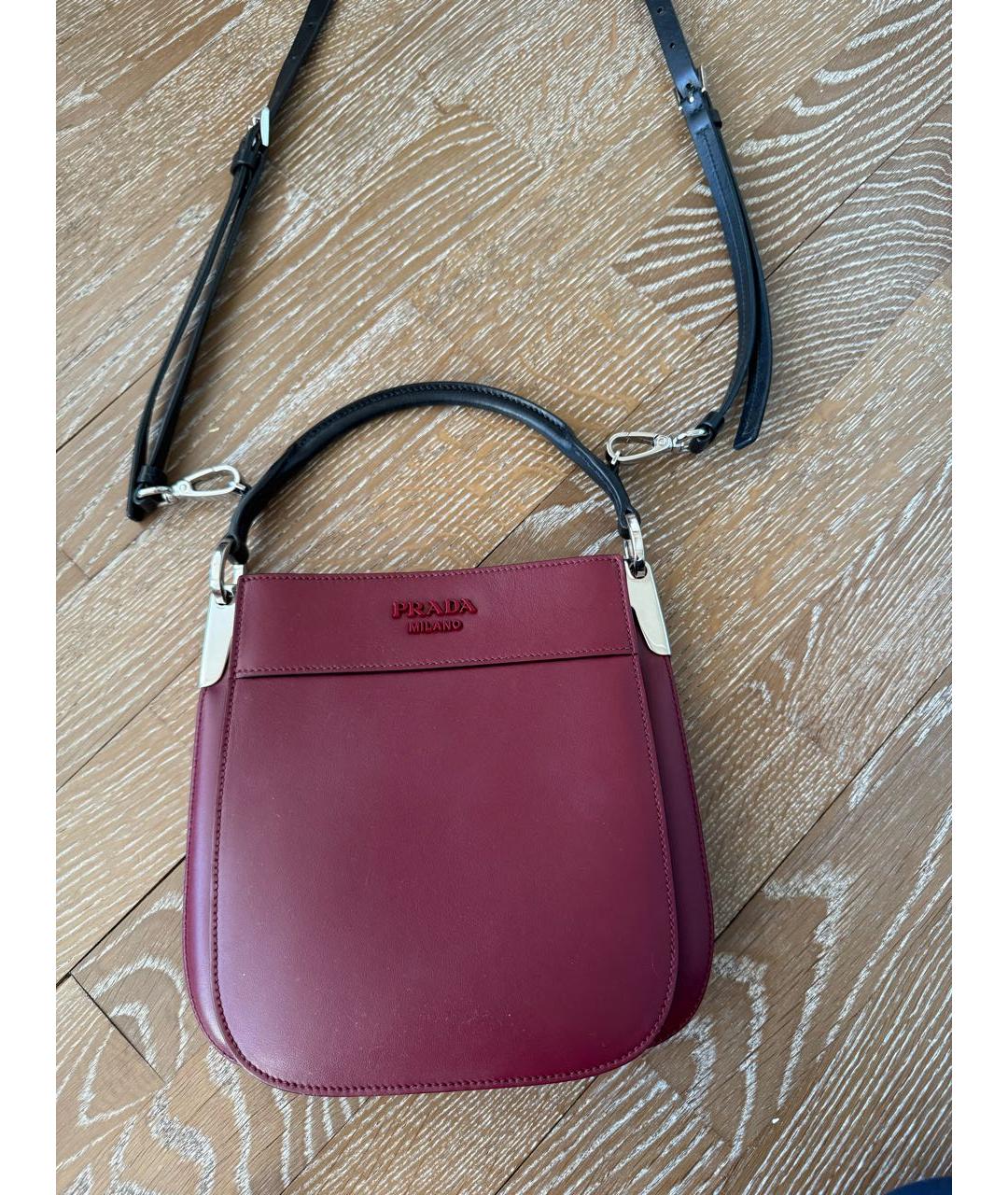 PRADA Бордовая кожаная сумка через плечо, фото 5