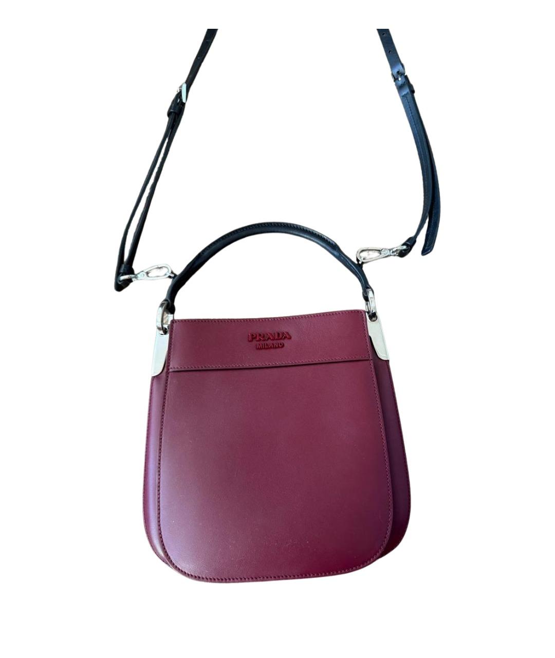 PRADA Бордовая кожаная сумка через плечо, фото 1