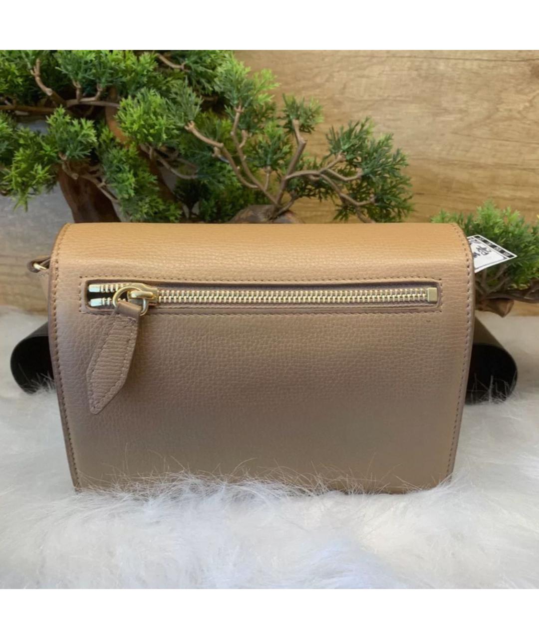 BURBERRY Бежевая кожаная сумка через плечо, фото 5